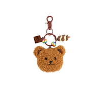 Porte-clés en peluche ours rose Kawaii, jouet en peluche, design tendance, pour sac, doux, moelleux, en coton, portable