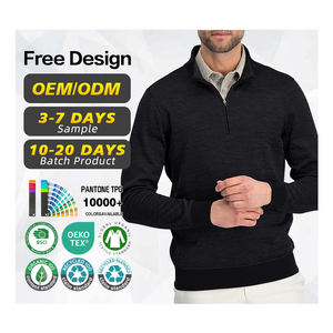 Jersey de punto de Cachemira con cuello de media cremallera OEM ODM personalizado del fabricante para ropa de hombre - Product Image 1