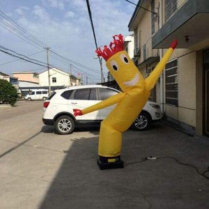 Danseur gonflable jaune <span class=keywords><strong>Smiley</strong></span> avec cheveux rouges, figurine tubulaire ondulante pour promotion en magasin, <span class=keywords><strong>grand</strong></span> ouverture, événement client - Product Image 2