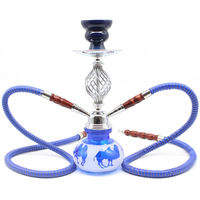 Ensemble de chicha arabe transfrontalier avec narguilé à double tuyau, accessoires en verre tressé, finition miroir, design moderne et minimaliste