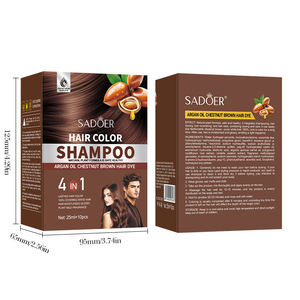 SADOER Shampoo Colorante per <span class=keywords><strong>Capelli</strong></span> Castano con Olio di Argan 4-in-1, Copertura Rapida dei <span class=keywords><strong>Capelli</strong></span> <span class=keywords><strong>Grigi</strong></span>, Confezione Singola 25ml/10pz - Product Image 6