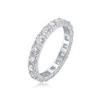Bague d'éternité en argent S925 SGARIT avec moissanite, plaquée or blanc 18 carats, 1,9 carats au total, diamant de 3,0 mm, bague de fiançailles et de mariage