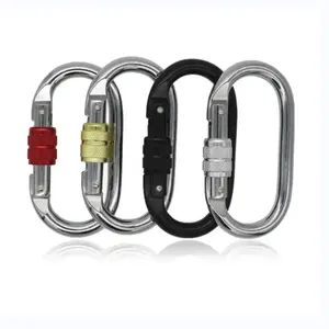 ZY New Year sales 7 Heavy Duty Hammock Locking Ring Clips Hook Safety Screw Gate Aluminum D Shaped Carabiner