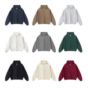 เสื้อฮู้ดดี้ทรงบ็อกซี่สำหรับผู้ชาย รุ่นใหม่ ผ้าฟลีซหนา 350 กรัม ซิปคู่ - Product Image 5