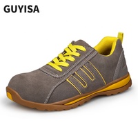 Gu yisa — chaussures de sécurité étanches à deux couches en cuir de vache et bout plastique, flambant neuf, anti-perforation