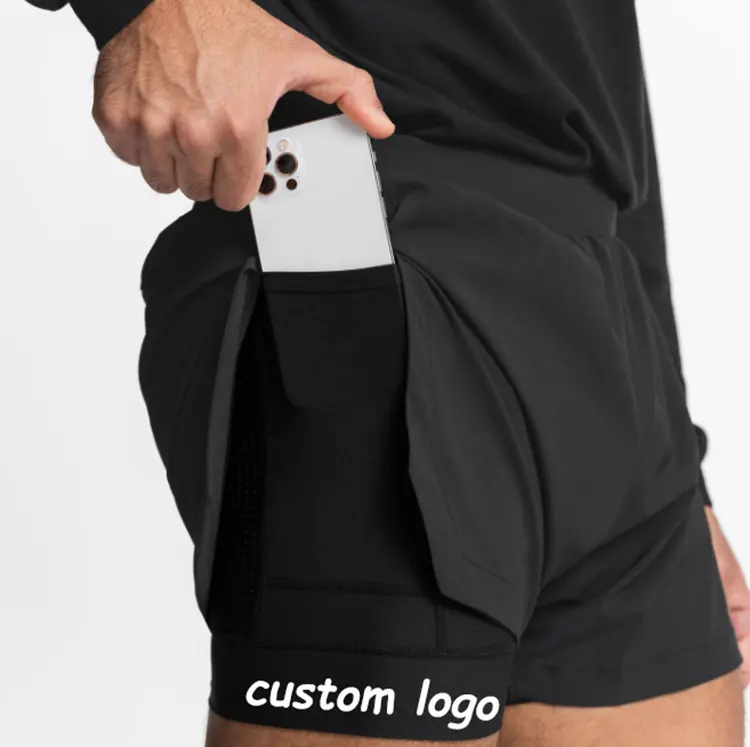 2023 Summer Casual Gym Shorts Benutzer definiertes Logo Blank Herren Workout Shorts mit Liner Atmungsaktive Quick Dry Active Running Sweat Hose