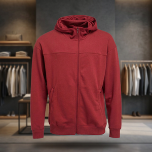 Sweat-shirt à capuche zippé pour homme, couleur unie, manches longues, avec poches, logo personnalisé, vente en gros OEM - Product Image 2
