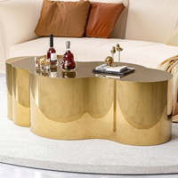 Table basse en acier inoxydable doré de luxe de haute qualité Table d'appoint centrale de forme unique pour la maison hôtel meubles de salon