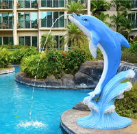 Statue de dauphin bleu en fibre de verre grandeur nature pour la décoration de jardin extérieur