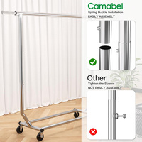 Porte-vêtements en métal argenté portable robuste avec roulettes, unité de rangement sur pied, étagères pour rangements