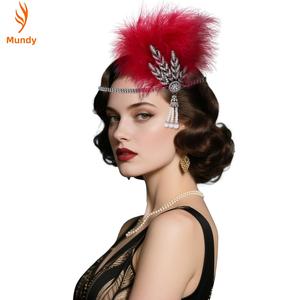 Accessoires de <span class=keywords><strong>photographie</strong></span> vintage : Bandeau, coiffe à plumes style Grand Gatsby, diadème à feuilles des années 20, accessoires capillaires pour femmes - Product Image 1