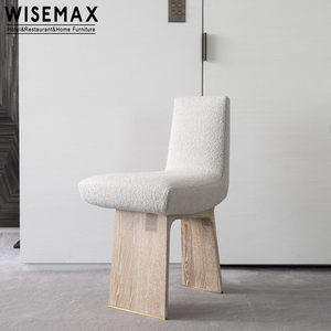 WISEMAX FURNITURE, silla de tocador de dormitorio de diseño francés, marco de madera maciza, silla de comedor de lana de cordero suave blanca Crema para <span class=keywords><strong>restaurante</strong></span> - Product Image 6