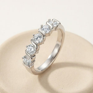 Elegant 5diamonds Luxury Wedding Fine Jewelry S925 <strong>Silver</strong> Wave Shaped Vvs1 Gra Certified Moissanite <strong>Eternity</strong> Band <strong>Ring</strong> for Women - Product Image 1