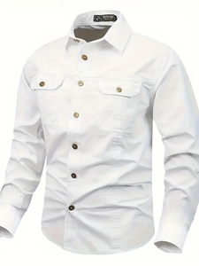 Dropshipping Four-Season Relaxed Fit Hombres Casual Outdoor Camisa de trabajo de manga larga Chaqueta con bolsillos - Product Image 3