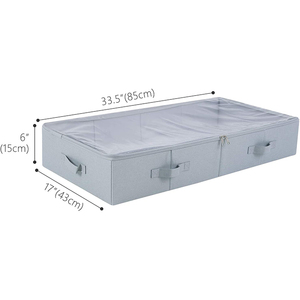 Best Selling Linen <strong>Fabric</strong> Foldable Organizer Clear PVC Lid <strong>Underbed</strong> <strong>Storage</strong> for Clothes Bags Handles Sewing for Wardrobe - Product Image 6