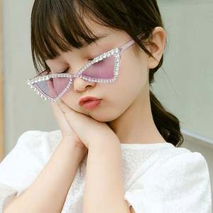 Lunettes de soleil œil de chat rétro de luxe pour filles 2021, protection UV400, avec diamants, pour enfants - Product Image 2