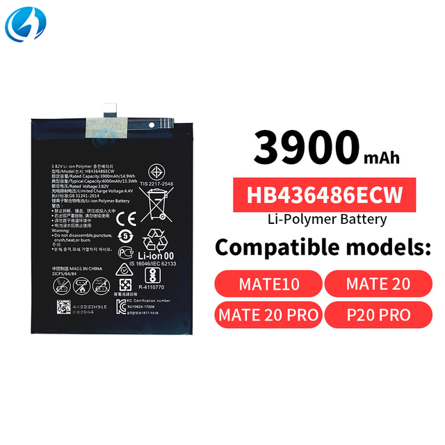 3900mah HB436486ECW Li-polymer Mobile Phone Battery for Huawei Mate20 P20 Pro Mate 20 Pro