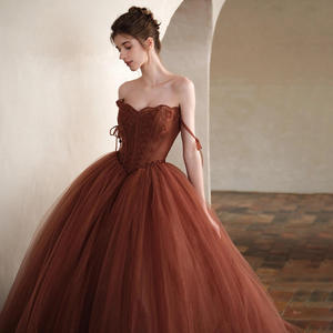 Neues Design Kaffeebraunes Tüll-Ballkleid für Bankette, Aufführungen, Hochzeiten, Abschlussbälle und Abendveranstaltungen - Product Image 3