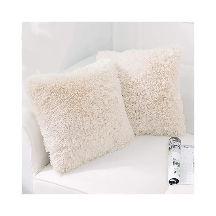 Luxurious Soft 45cm x 45cm Faux Fur Cushion Cover Decorative Plush Pillowcase Throw Pillow Cover