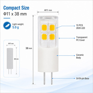 G4 โคมไฟเซรามิค 2W 170-200LM AC DC 12V SMD อุณหภูมิสี CCT 3000K 6000K CRI80 130lm/w 15000H ETL CE RoHS - Product Image 2