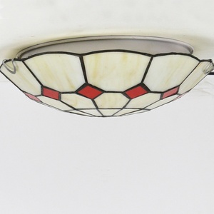 LongHuiJing 12 Inch Stained Glass Flush Mount Lamps Handmade Tiffany Style Two-<b>light</b> Flush Mount Ceiling <b>Light</b> Home Table Lamp - Product Image 5