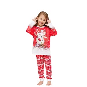 Kerstpyjamaset voor ouder en kind, 2025 nieuw model, met cartoonprint van Kerstman en rendieren, zacht polyester, voor onafhankelijke winkels - Product Image 5