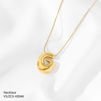 Collar de Mujer con Colgante de Letra en Acero Inoxidable 304 Chapado en Oro de 18k, Simple, Brillante y Personalizado de Alta Calidad