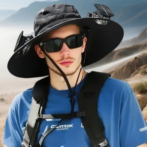 UPF 50+ Modern Straight <b>Umbrella</b> Hat with Manual Adjustable Fan Wide Brim <b>Windproof</b> All-in-One for Outdoor Hiking and Fishing - Product Image 2