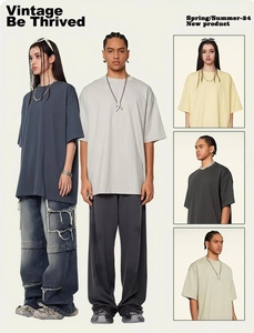 Camiseta Extra Grande de Algodón de 350 g/m², Manga Corta, Cuello Redondo, Color Sólido, Impresión de Logotipo Personalizado, Ropa Casual, Camiseta Premium de Alta Calidad - Product Image 2