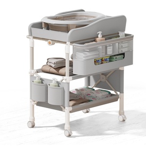 <span class=keywords><strong>Table</strong></span> à <span class=keywords><strong>langer</strong></span> portable multifonctionnelle pliable avec tissu en peluche, lit bébé lavable et fonction de massage - Product Image 1