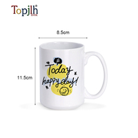Topjlh Tasse en Céramique de Sublimation 15oz, Grande Tasse à Café Blanche de Haute Qualité pour Cadeaux Promotionnels, Vente en Gros avec Logo Personnalisé
