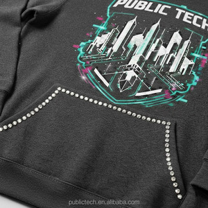 Sudadera con Capucha Extra Grande de Algodón Grueso de 450 g/m² con Lavado Ácido Vintage Personalizado, Sudadera con Capucha para Hombre con Logotipo Estampado DTG con Pedrería Personalizado, Estilo Urbano Desteñido al Sol - Product Image 4