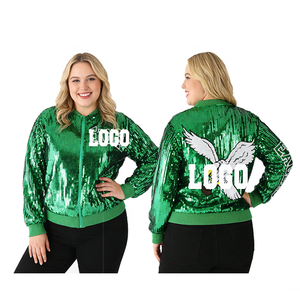 Nuovo arrivo 2025 personalizzato nero verde Philadelphia Game Day appassionati di pelle di pecora antivento giacche impermeabili <span class=keywords><strong>con</strong></span> <span class=keywords><strong>paillettes</strong></span> da motociclista - Product Image 3