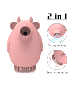 Pretty Love Cow kecil silikon indah getaran tahan air stimulasi mengisap sikat puting klitoris 2 in 1 Vibrator - Product Image 2