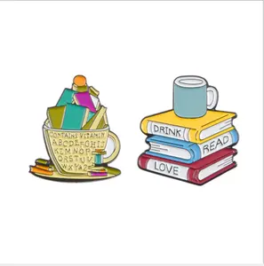 Reading World Enamel Pin Mental Food Book School Bag Badge Creative Gift For Student Teacher