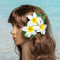 Hawaïen Artificielle 3 Mousse Plumeria Fleur Pince À Cheveux Floral Griffe De Cheveux pour Luau Girl Dance Party