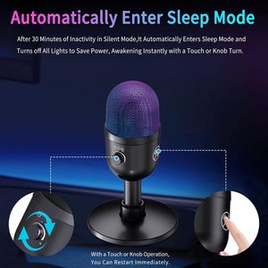 Microphone de jeu USB Type-C avec éclairage RVB pour PC/PS4/<span class=keywords><strong>PS5</strong></span>, double mixage audio/muet, sortie casque 192KHz/24Bit Hi-Fi, condensateur - Product Image 6