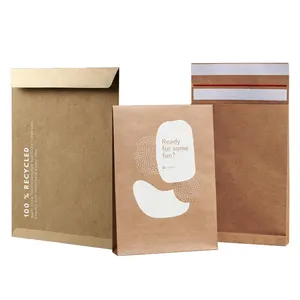 Tùy Chỉnh Bán Buôn Ecofriendly Tái Chế Vận Chuyển Bưu Chính Bưu Kiện Phong Bì Poly Brown Kraft Paper Mailer Bag Đối Với Quần Áo