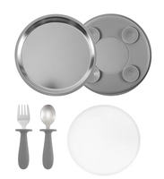 Assiette divisée en silicone de qualité alimentaire incassable sans plastique pour enfants, motif animalier, style classique, compatible lave-vaisselle