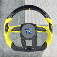 Volant sport en cuir et fibre de carbone YZ Custom LED Top Stripe Flat Bottom Horn Grip pour Miura Huracan Murcielago Gallardo