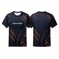 T-shirt personnalisé en gros avec impression intégrale, motif tribal géométrique, séchage rapide, manches courtes, performance, avec slogan, vêtement de sport