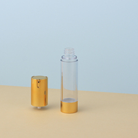 Flacon pompe cosmétique sans air de luxe en plastique argenté, doré ou noir de 10 ml et 20 ml pour sérums, essences, soins de la peau et shampoings