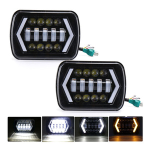 12V 55W <span class=keywords><strong>5x7</strong></span> Quadratischer LED-Scheinwerfer 13LED Links Rechts Pfeil DRL Passend für Jeep Wrangler Motorrad Offroad Mod Tagfahrlicht Teile - Product Image 1