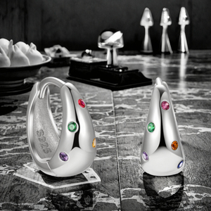 Pendientes de Aro Geométricos Gruesos de Plata de Ley 925 con Baño de Oro Vermeil de 18K y Circonitas Cúbicas de Colores para Mujer, de Nagosa, Ideales para Bodas y Fiestas - Product Image 3