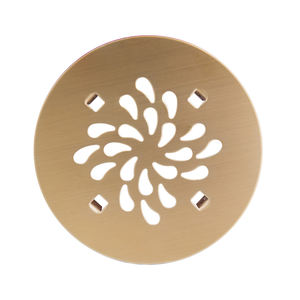 Grille de drain de douche au sol pour salle de bain, 4-1/4 pouces, dorée brossée, moderne, écologique, anti-corrosion, légère, facile à installer - Product Image 1
