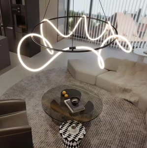 Nouveau Style Designer Lustres Lampe À Manger Moderne Nordique Led En Métal Silicone Anneau Linéaire Pendentif Lumières - Product Image 5