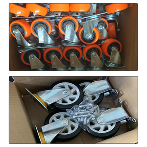 Roulettes industrielles M12 Guangdong, orange, en PP/PVC, moyenne capacité, avec tige de 4 pouces, roulettes pivotantes avec bande de roulement - Product Image 6