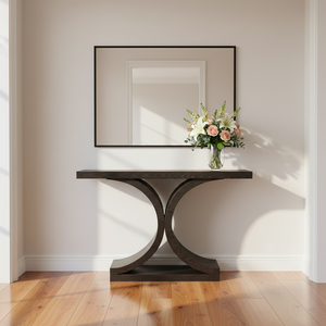 Table console en bois de frêne incurvée moderne <span class=keywords><strong>pour</strong></span> l'<span class=keywords><strong>entrée</strong></span> de la maison, le salon, la salle à manger, le bureau, meubles faciles à nettoyer, stable - Product Image 1