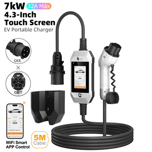 Cargador Portátil para Vehículos Eléctricos Feyree Monofásico GBT de 7 kW con Adaptador de 32A, Corriente Ajustable, Pantalla Táctil, IP66 Impermeable para Uso en Exteriores - Product Image 1