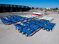 Nouvelle semi-remorque plateau en acier à 3 essieux de 40 pieds, capacité 70 tonnes, pour transport de conteneurs, 12 roues 12R22.5, plateau de chargement, en promotion